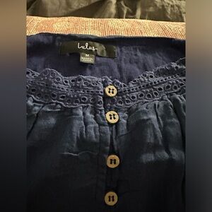 Lulus size M navy blue cotton dress with buttons